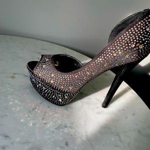 Shine Bright Black platform heels